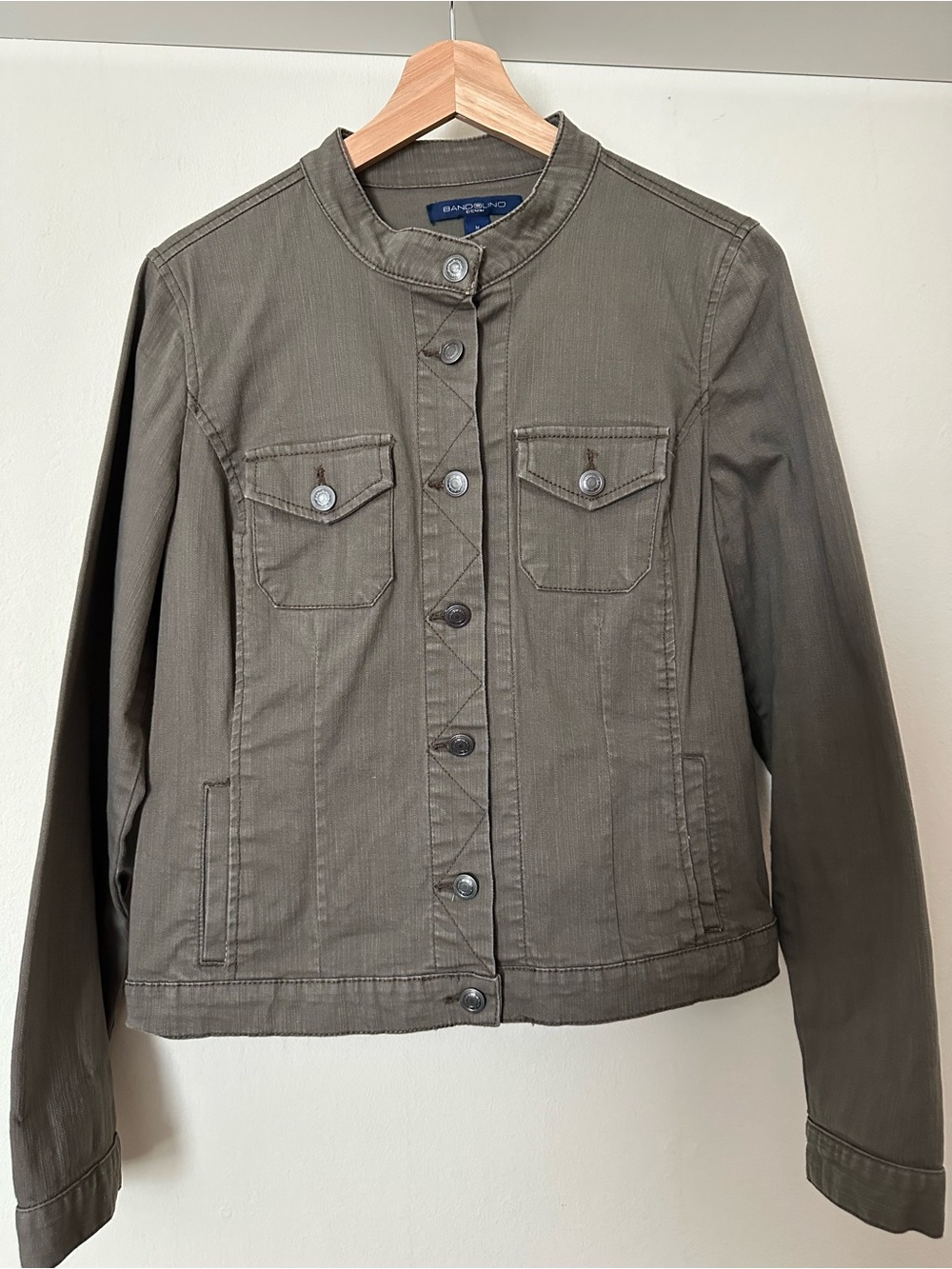 Bandolino Collarless Denim Jacket